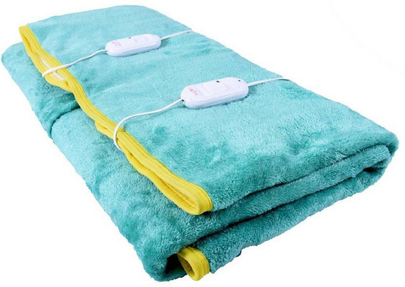 quanhai Solid Double Electric Blanket for  Heavy Winter(Polyester, Sky Blue)
