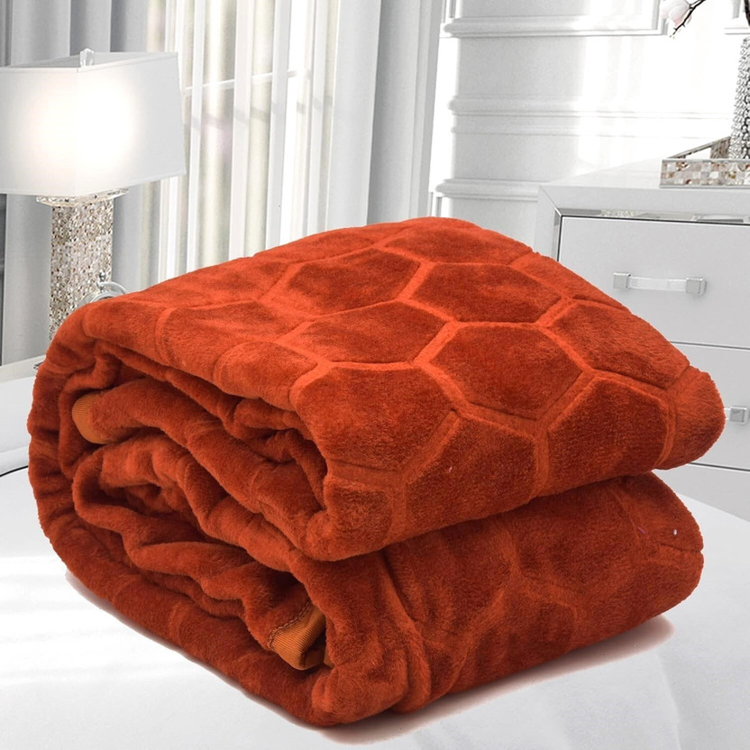 ARIVETS Floral, Solid, Printed Double Weighted Blanket for  Heavy Winter(Microfiber, Rust Brown)
