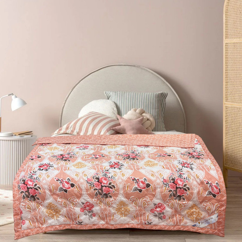 TexKing Printed Double Comforter for  AC Room(Cotton, Rose Pink, Reversible Double Bed Ultrasonic Comforter-Vacuum Packed)