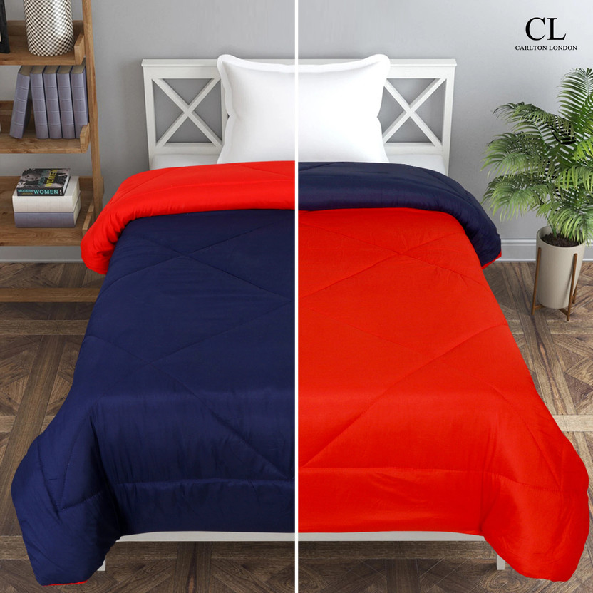 CARLTON LONDON Solid Single Comforter for  AC Room(Microfiber, Red Black)