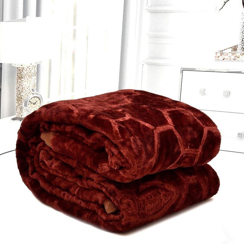 ARIVETS Floral, Solid, Printed Single Weighted Blanket for  Heavy Winter(Microfiber, Brown)