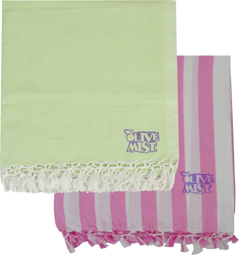 Olive Mist Striped, Solid Single Comforter for  Mild Winter(Cotton, Multicolor)