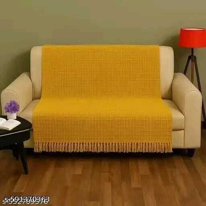PLUTOHOME Self Design Double Throw for  AC Room(Cotton, yellow 3.30)