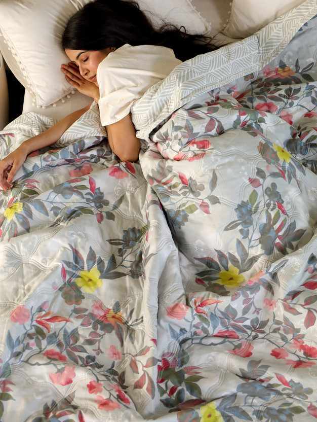 SPENTO Printed Double Comforter for  AC Room(Cotton, 1299 Grey pink)