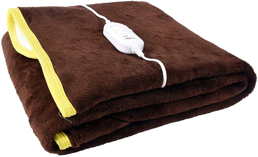 Comfort Ideas Solid Single Electric Blanket for  Heavy Winter(Poly Cotton, Brown)
