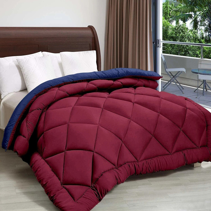 CRAZY WORLD Solid Double Comforter for  Heavy Winter(Microfiber, Maroon, Navy Blue)