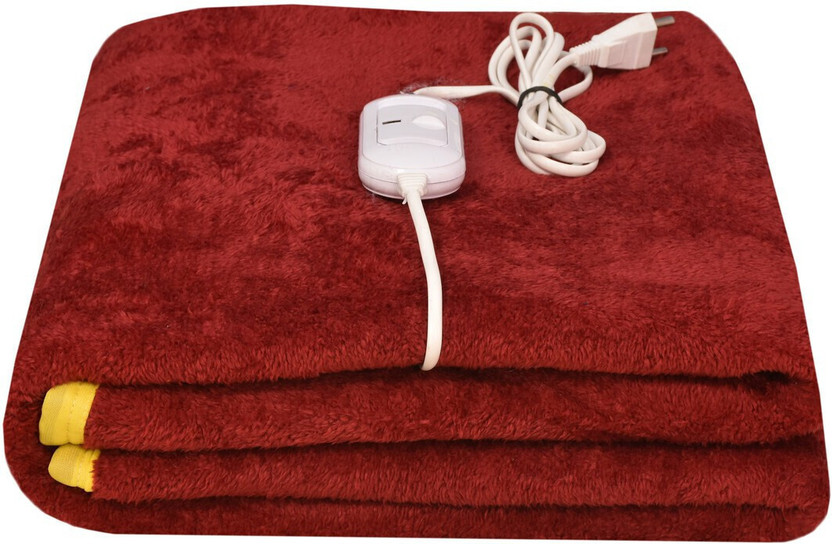 Yash Enterprises Solid Single Electric Blanket for  Heavy Winter(Polyester, Maroon)