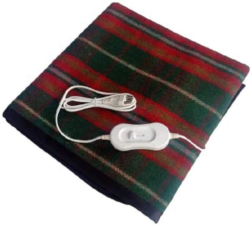 Odessey Checkered Single Electric Blanket for  Heavy Winter(100% Wool, Multicolor)