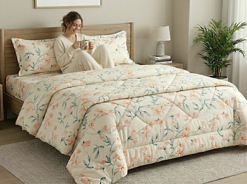 Mahank Collection Cotton Double Sized Bedding Set(White, 1 Bedsheet,2 Pillow Covers)