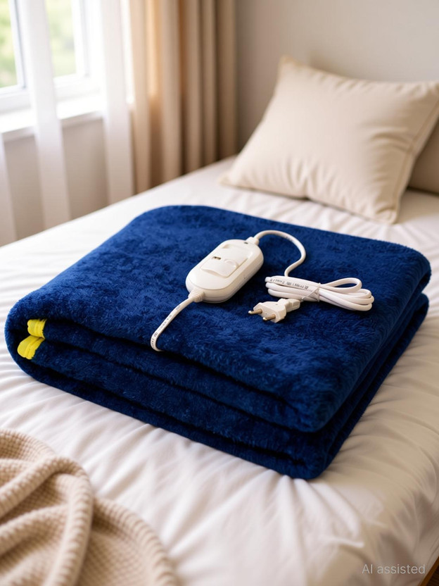 Yash Enterprises Solid Single Electric Blanket for  Heavy Winter(Polyester, Blue)