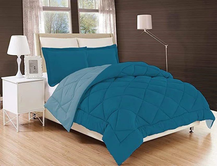Comfowell Comfowell Solid Single Comforter for  Heavy Winter(Poly Cotton, Teal & Sky Blue) - Flipkart Deal