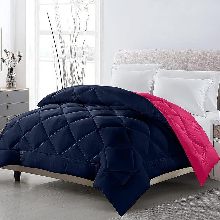 DPN Solid Double Comforter for  Heavy Winter(Poly Cotton, BLUE&PINK)