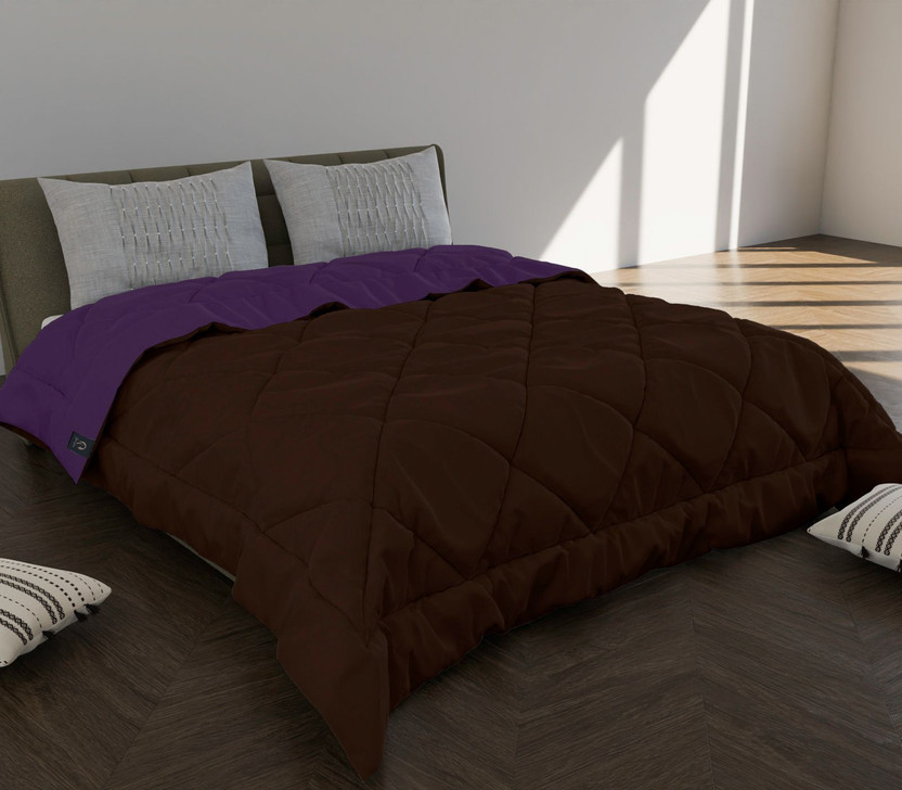 SIE STORE Self Design King Comforter for  Mild Winter(Microfiber, Purple, Brown)