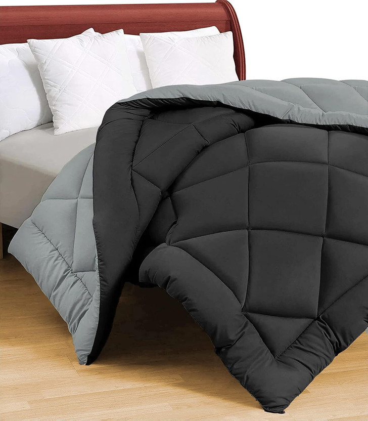 Flipkart SmartBuy Solid Double Comforter for  AC Room(Microfiber, Black-Grey(New))