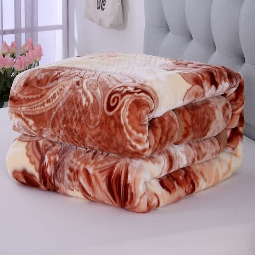 HOLYKRAFT Self Design Double Mink Blanket for  Heavy Winter(Microfiber, Multicolor)