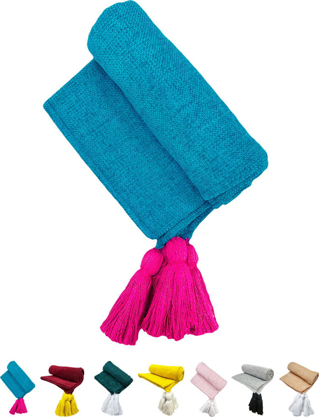 Fashion Throw Solid Crib Throw for  AC Room(Microfiber, Turquoise Pink)