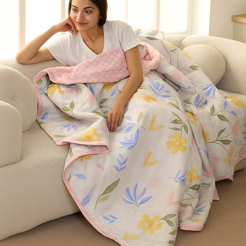 SANJU CORPORTION Printed Single Comforter for  AC Room(Cotton, Floral-33)
