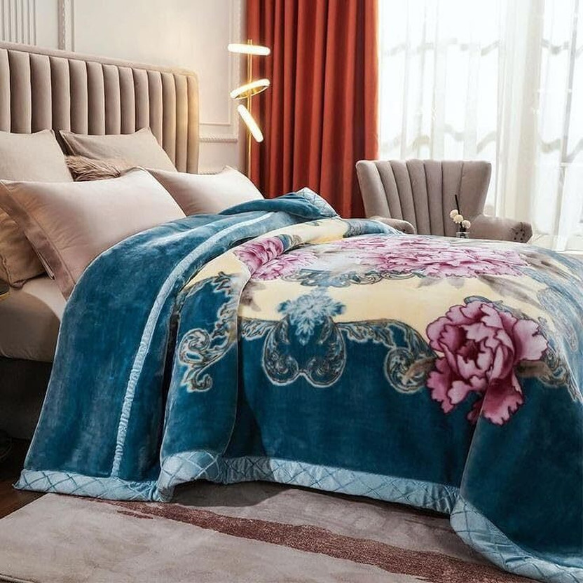 DPN Printed Double Weighted Blanket for  Heavy Winter(Microfiber, green grey white shade)