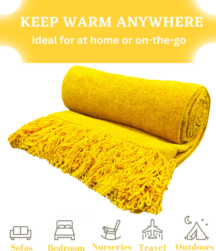 Fashion Throw Solid Crib Throw for  Heavy Winter(Polyester, Yellow)