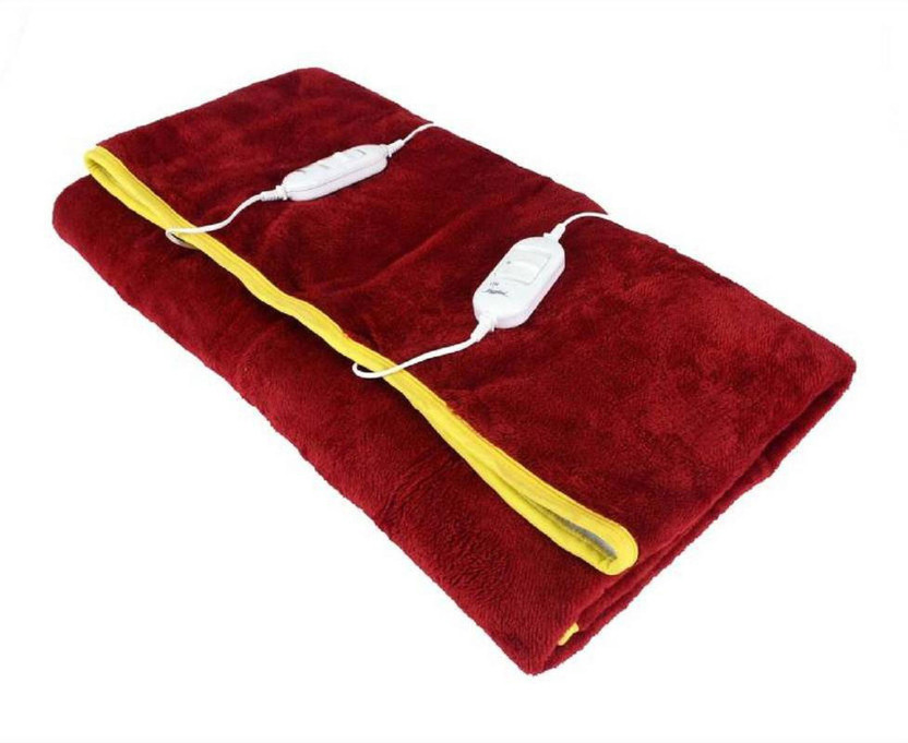 quanhai Solid Double Electric Blanket for  Heavy Winter(Polyester, Maroon)