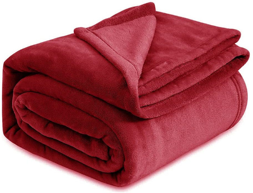 Homitecture Solid Single Mink Blanket for  Heavy Winter(100% Wool, RED Plush Blanket (230x150 cm))