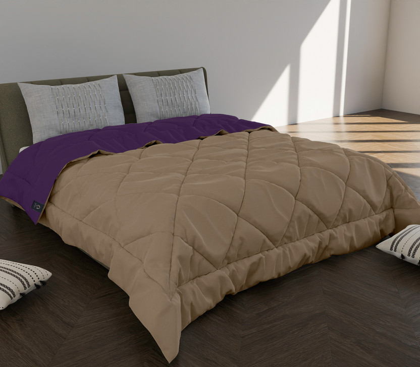 Beta Divine Self Design King Comforter for  Mild Winter(Microfiber, Purple, Taupe)
