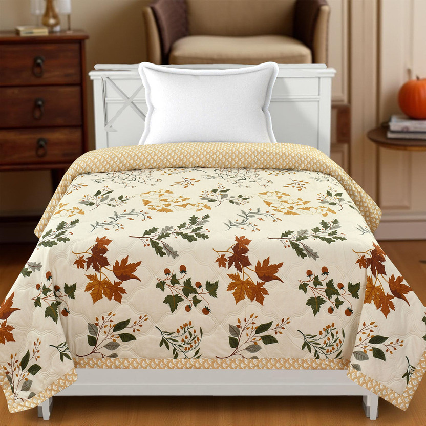 Home Stylish Floral Single Comforter for  AC Room(Microfiber, Brown Rose)