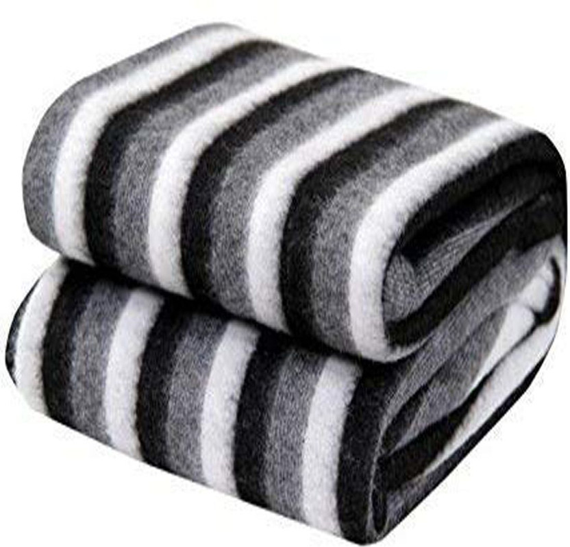 ckcreations Solid Single Weighted Blanket for  Heavy Winter(Woollen Blend, Black and White)
