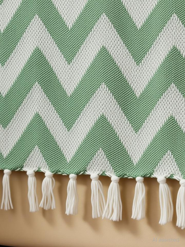 weavers hut Checkered Single Throw for  All Season(Cotton, Green & White)