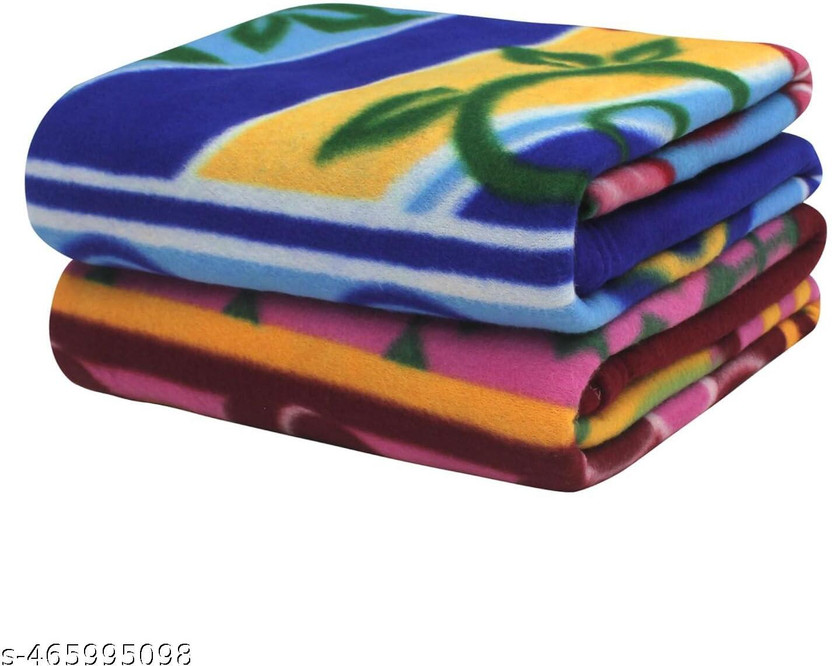 Khanak Handloom Floral Single Fleece Blanket for  Heavy Winter(Polyester, Pack of 2, 60 x 90 Inches, Warm, Soft Cozy, Multicolor)