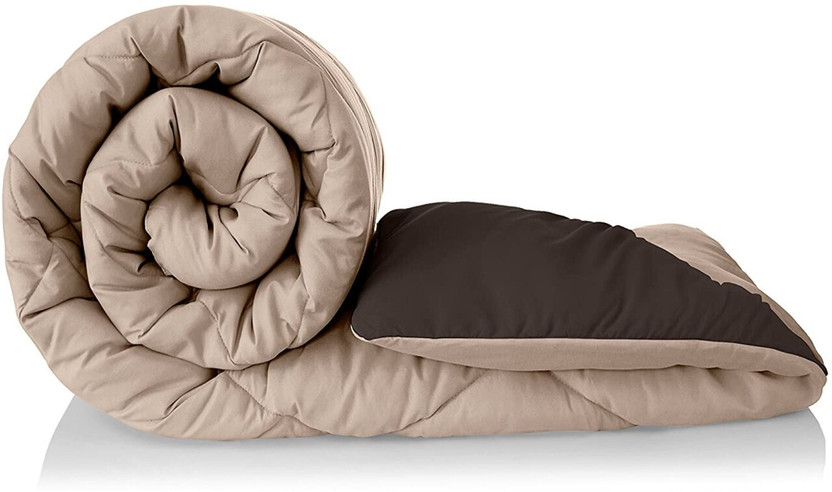 Comfowell Solid Single Quilt for  Mild Winter(Poly Cotton, Brown & Beige)