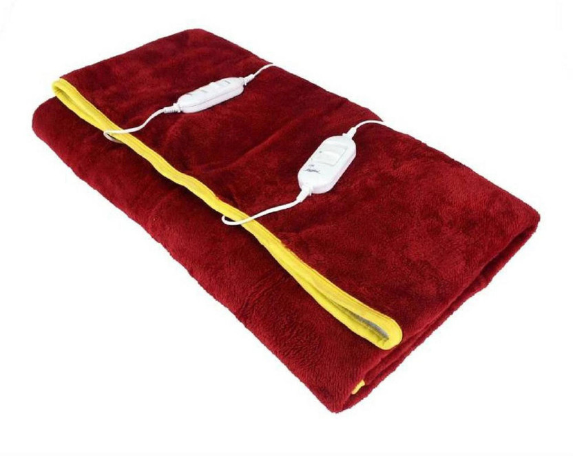 warmzzz Solid Double Electric Blanket for  Heavy Winter(Polyester, Maroon)