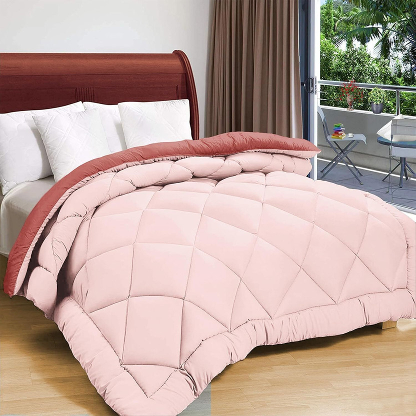 Flipkart SmartBuy Solid Double Comforter for  AC Room(Microfiber, Rust, Light-Pink)