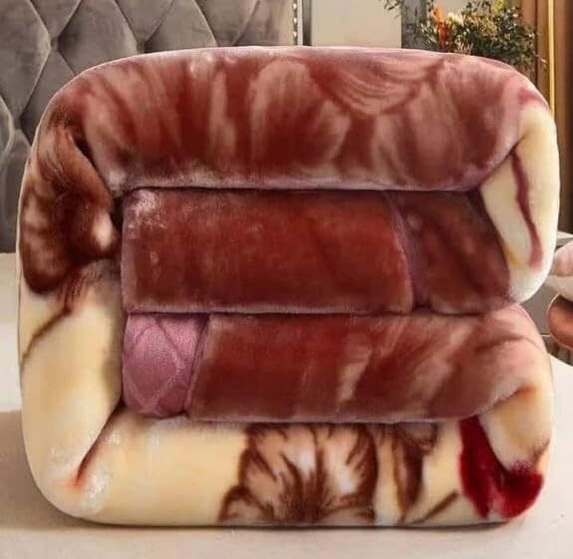 NK Handlooms Printed Double Weighted Blanket for  Heavy Winter(Microfiber, Brown Shade)