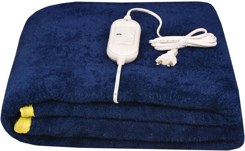 warmzzz Solid Single Electric Blanket for  Heavy Winter(Polyester, Blue)