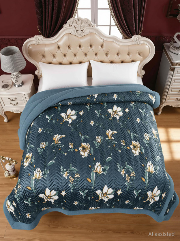 Homerica Printed Single Quilt for  Heavy Winter(Microfiber, Grey)