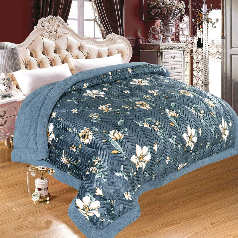 Homerica Printed Double Quilt for  Heavy Winter(Microfiber, Grey)