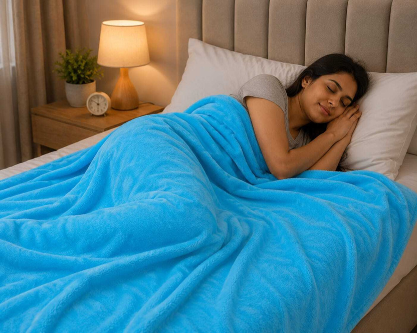blankito blankito 3D Printed Double AC Blanket for  All Season(Polyester, Sky Blue) - Flipkart Deal