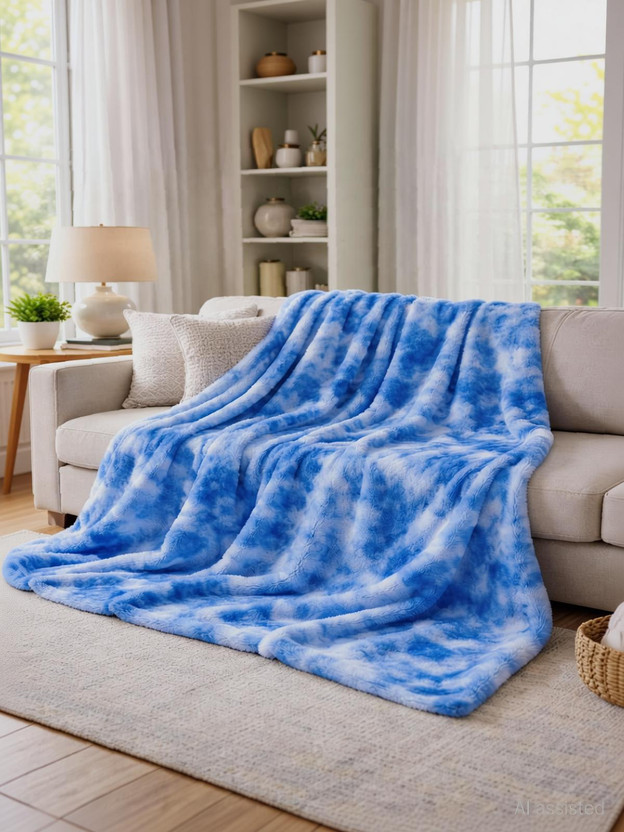 blankito 3D Printed Double AC Blanket for  AC Room(Microfiber, Light Blue)
