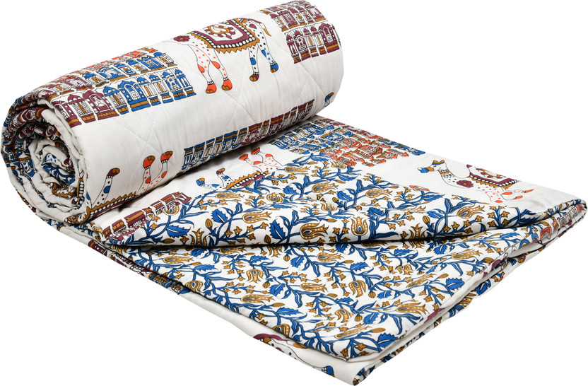 Flipkart Flipkart SmartBuy Floral Single Quilt for  AC Room(Cotton, Orange, Blue) - Flipkart Deal