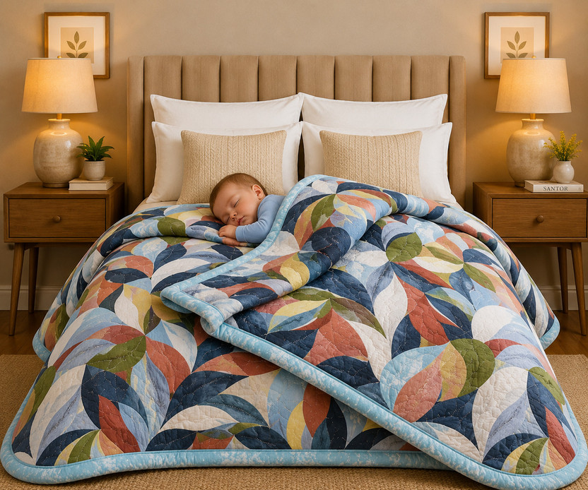 TINDLER KNOTS Printed Double Comforter for  AC Room(Cotton, Double-Comforter-Purple-Blue)