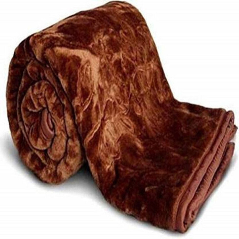 COZYEXPORTS Floral Single Mink Blanket for  Heavy Winter(Fur, Brown)