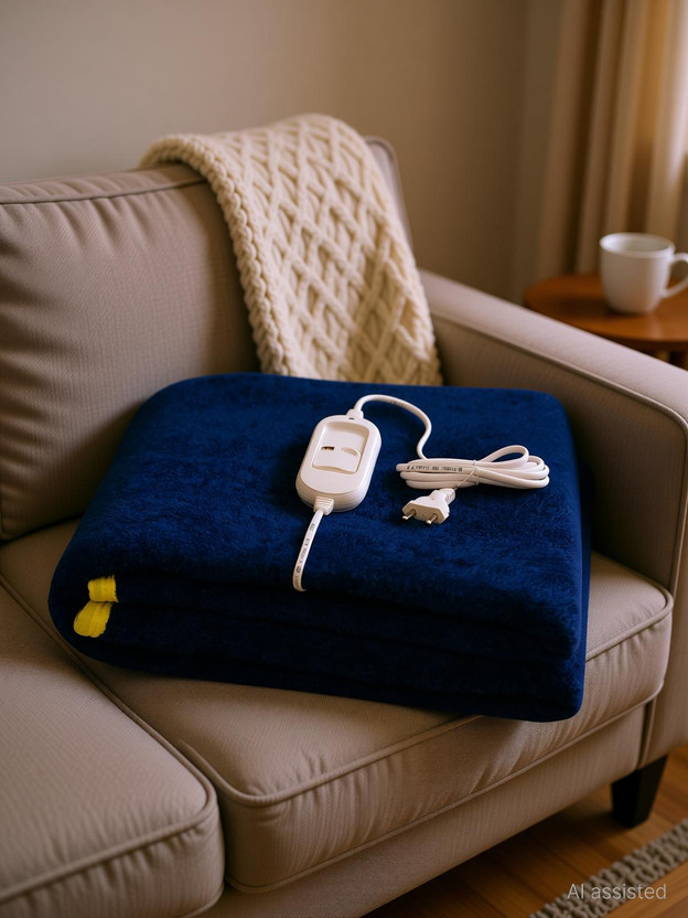 ARCOVA HOME Solid Single Electric Blanket for  Heavy Winter(Polyester, Blue)