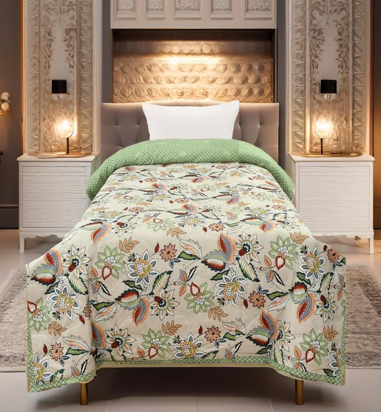 Domessence Domessence 3D Printed Single Comforter for  AC Room(Cotton, Green) - Flipkart Deal