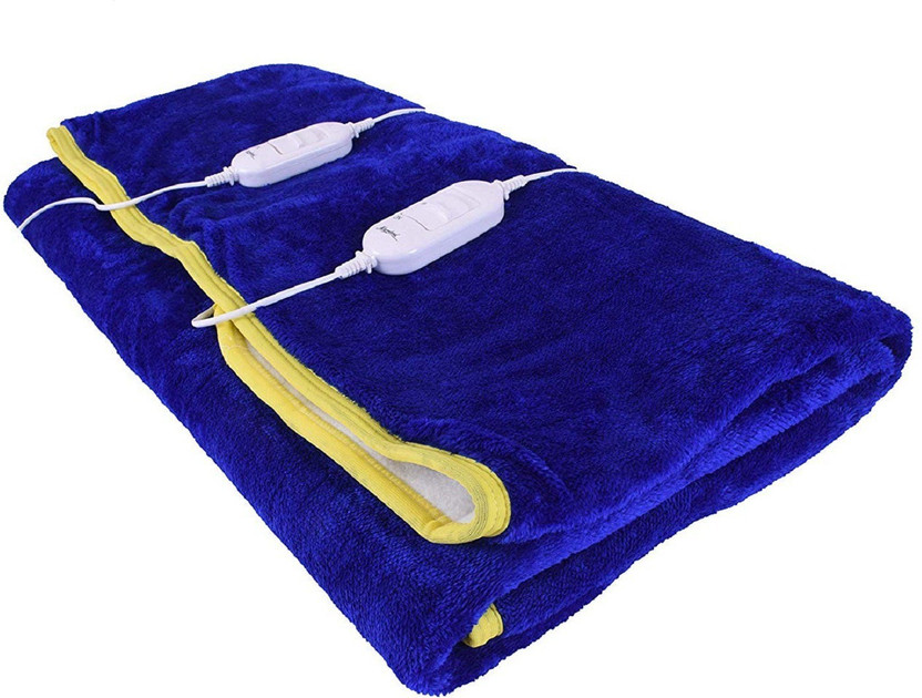 Comfort Ideas Solid Double Electric Blanket for  Heavy Winter(Fur, Blue)