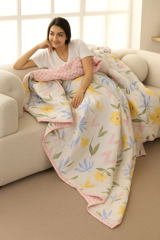 SIMAM Printed Double Dohar for  AC Room(Cotton, PINK 646)