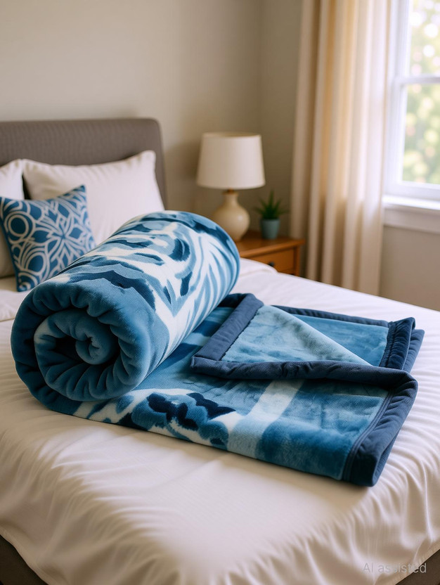 BSB HOME Printed Single Mink Blanket for  Heavy Winter(Polyester, Blue)