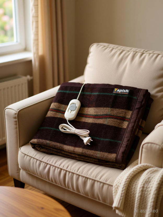 Tapish Checkered Single Electric Blanket for  All Season(Woollen Blend, Multicolor)