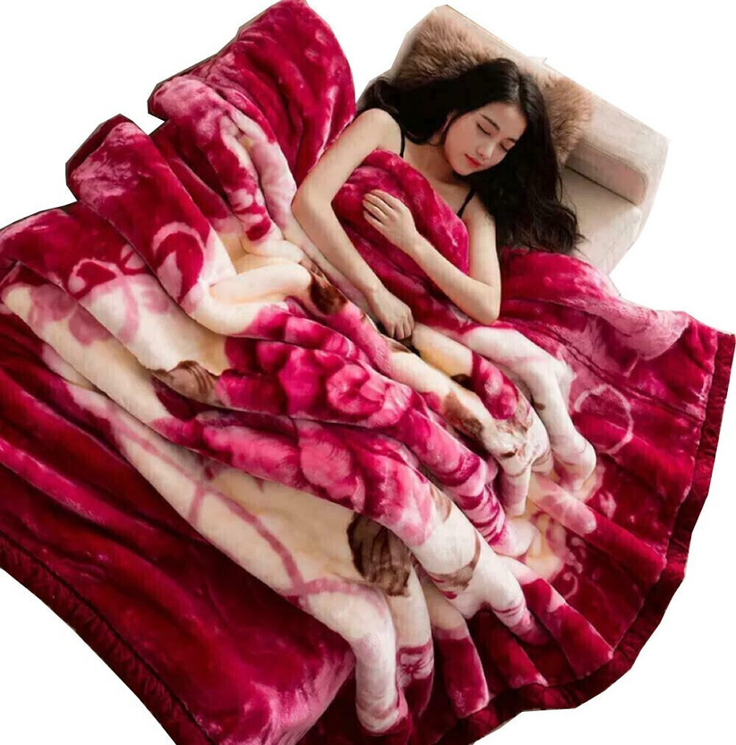 COZYEXPORTS Floral Double AC Blanket for  Heavy Winter(Microfiber, Red)
