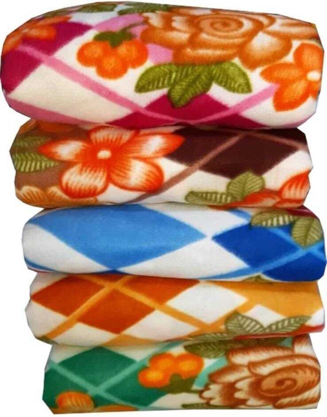 SPANGLE Printed Single Fleece Blanket for  AC Room(Polyester, Multicolor)